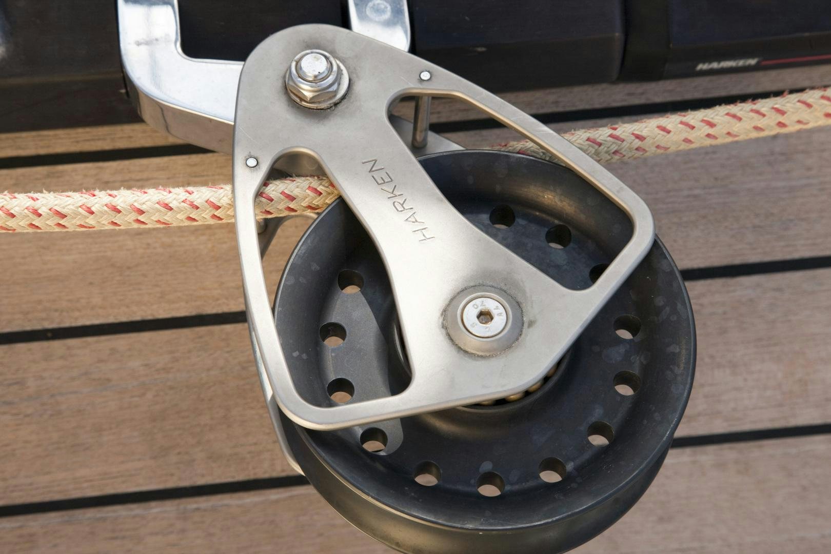 a close up of a steering wheel aboard VIRAGO Yacht for Sale