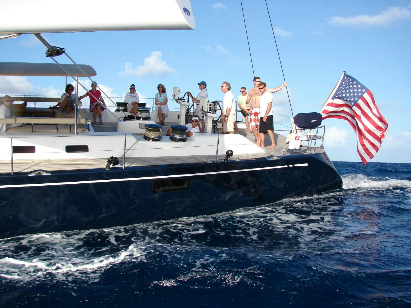 a group of people on a boat aboard VIRAGO Yacht for Sale