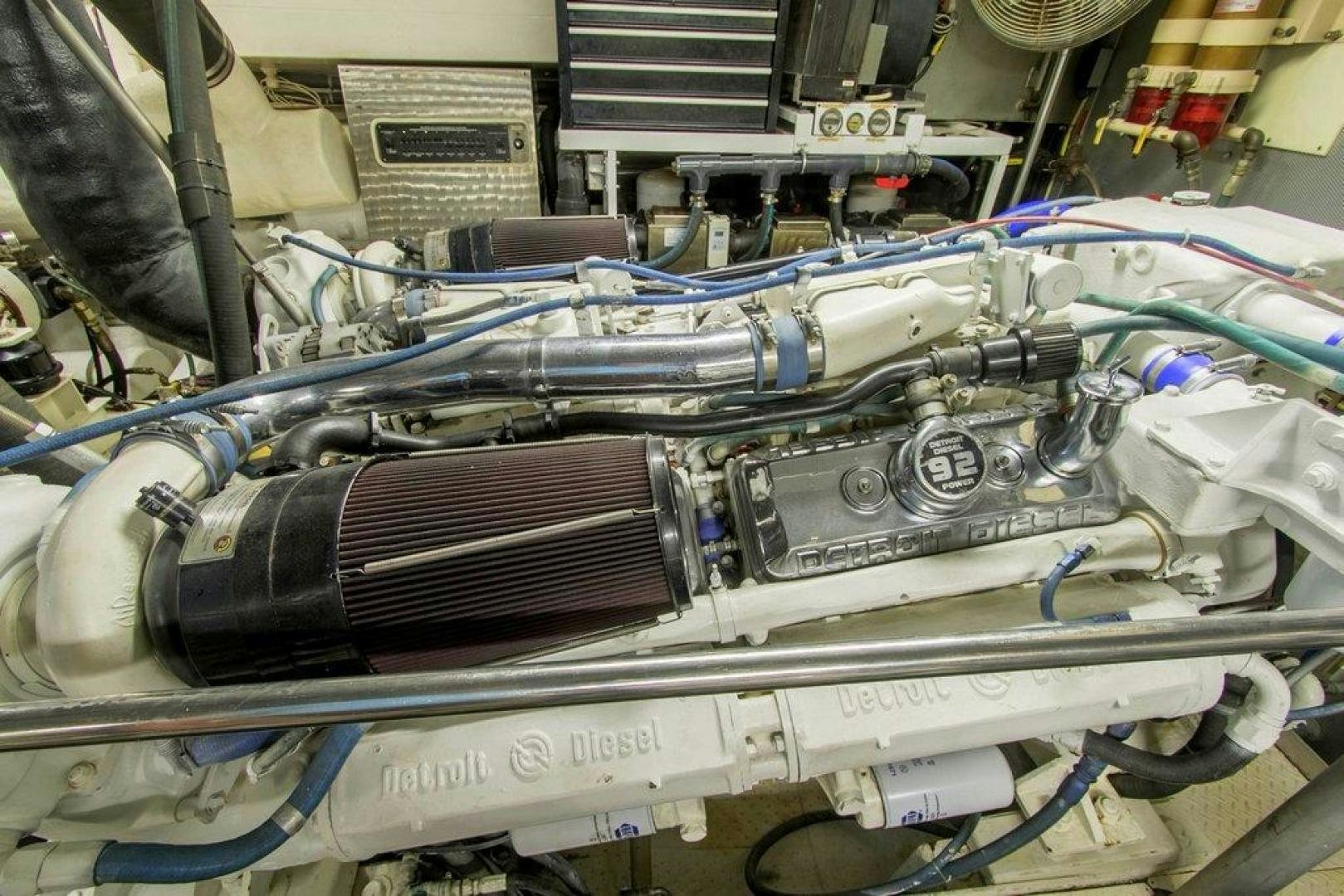 a close-up of a car engine aboard MONARCH Yacht for Sale
