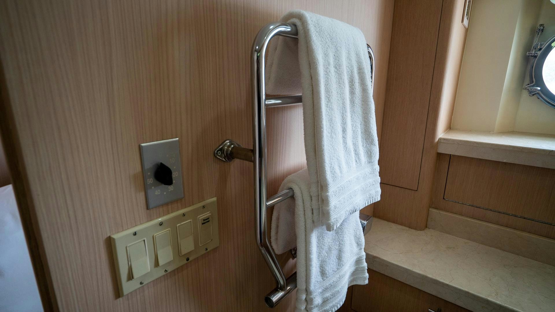a towel on a door aboard MARAZUL Yacht for Sale