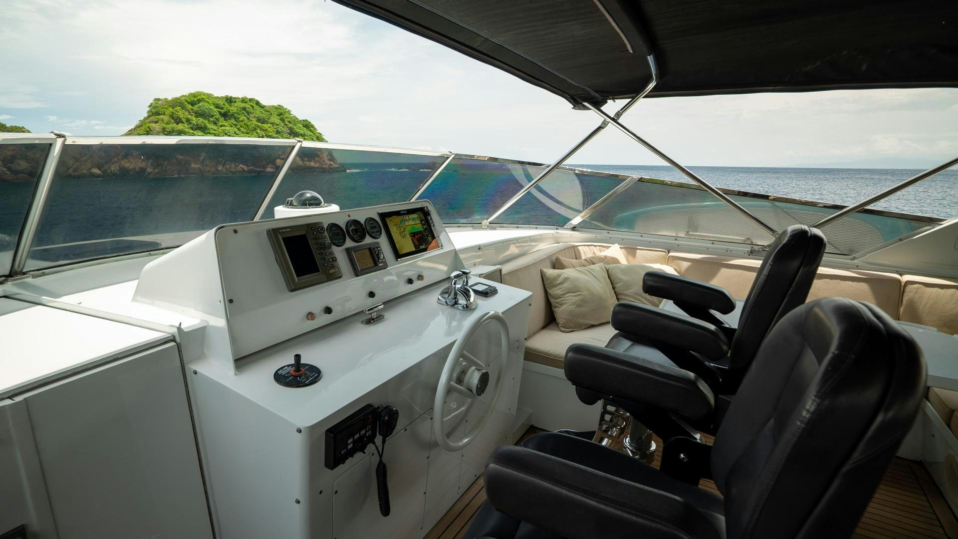 the inside of a car aboard MARAZUL Yacht for Sale