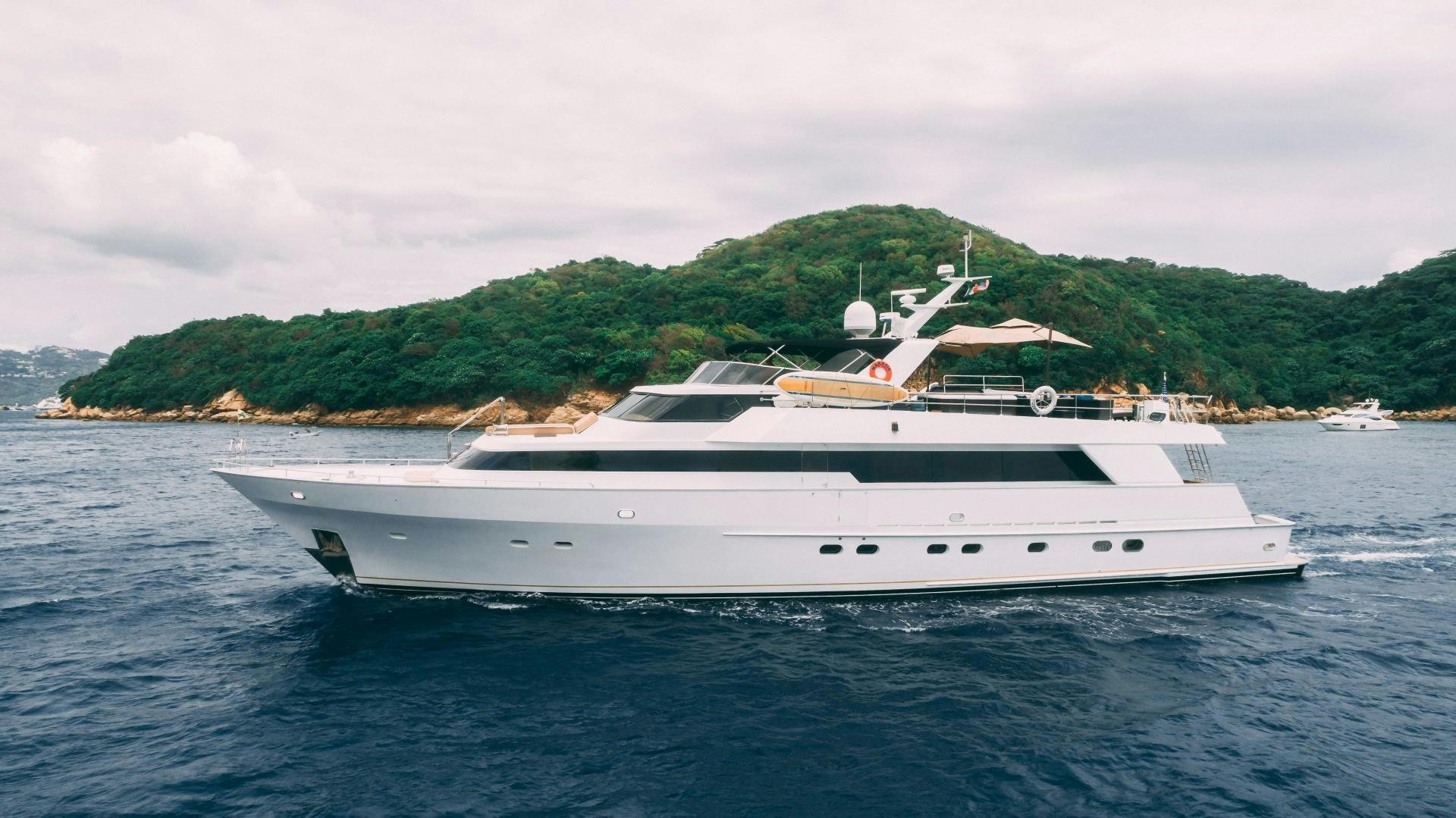 a white yacht in the water aboard MARAZUL Yacht for Sale