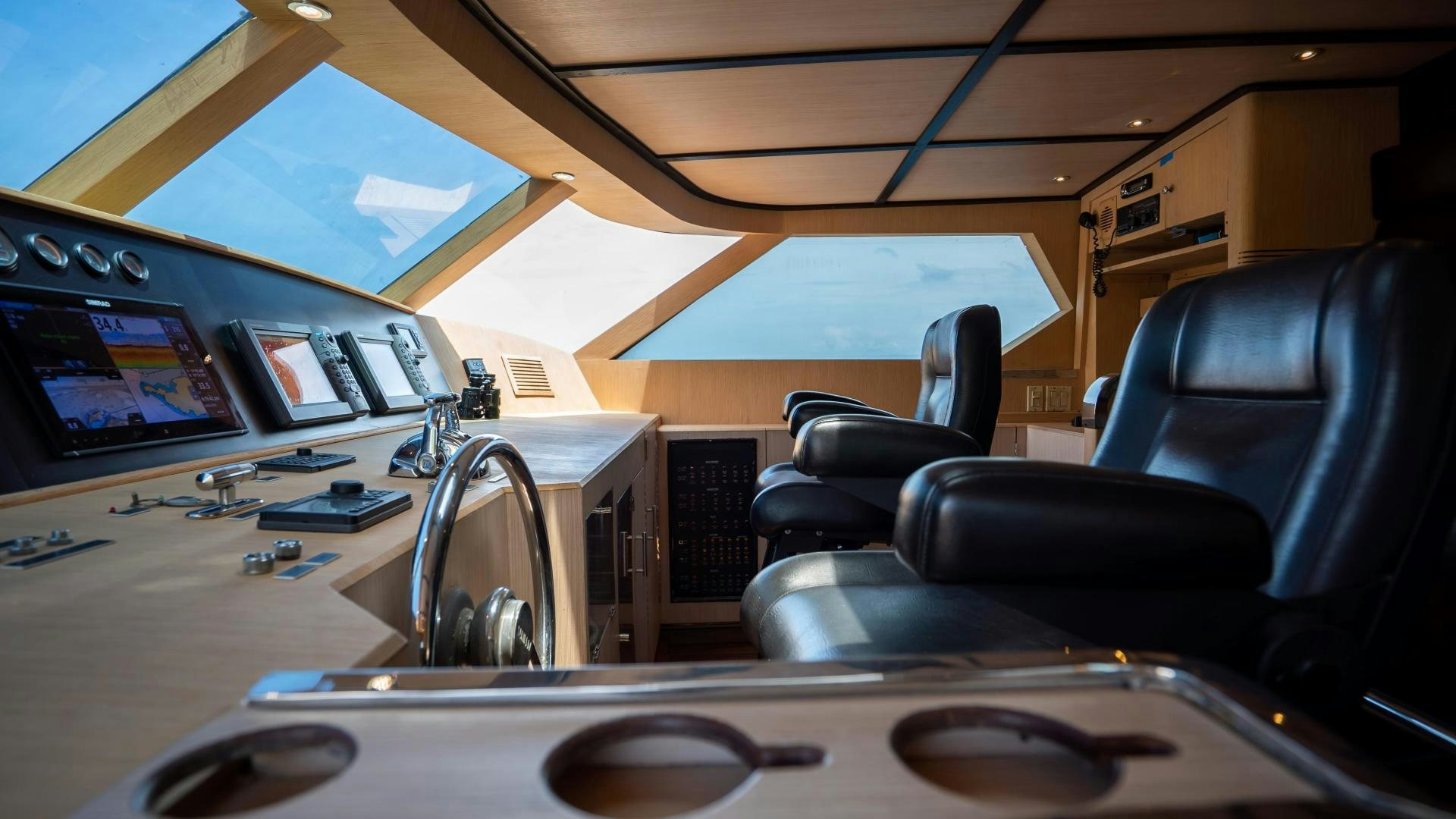a control panel in an airplane aboard MARAZUL Yacht for Sale