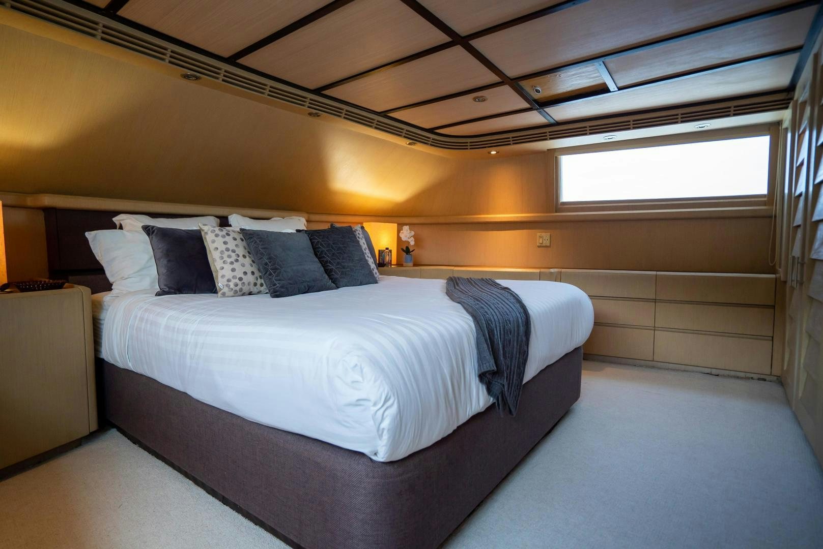 a room with two beds aboard MARAZUL Yacht for Sale