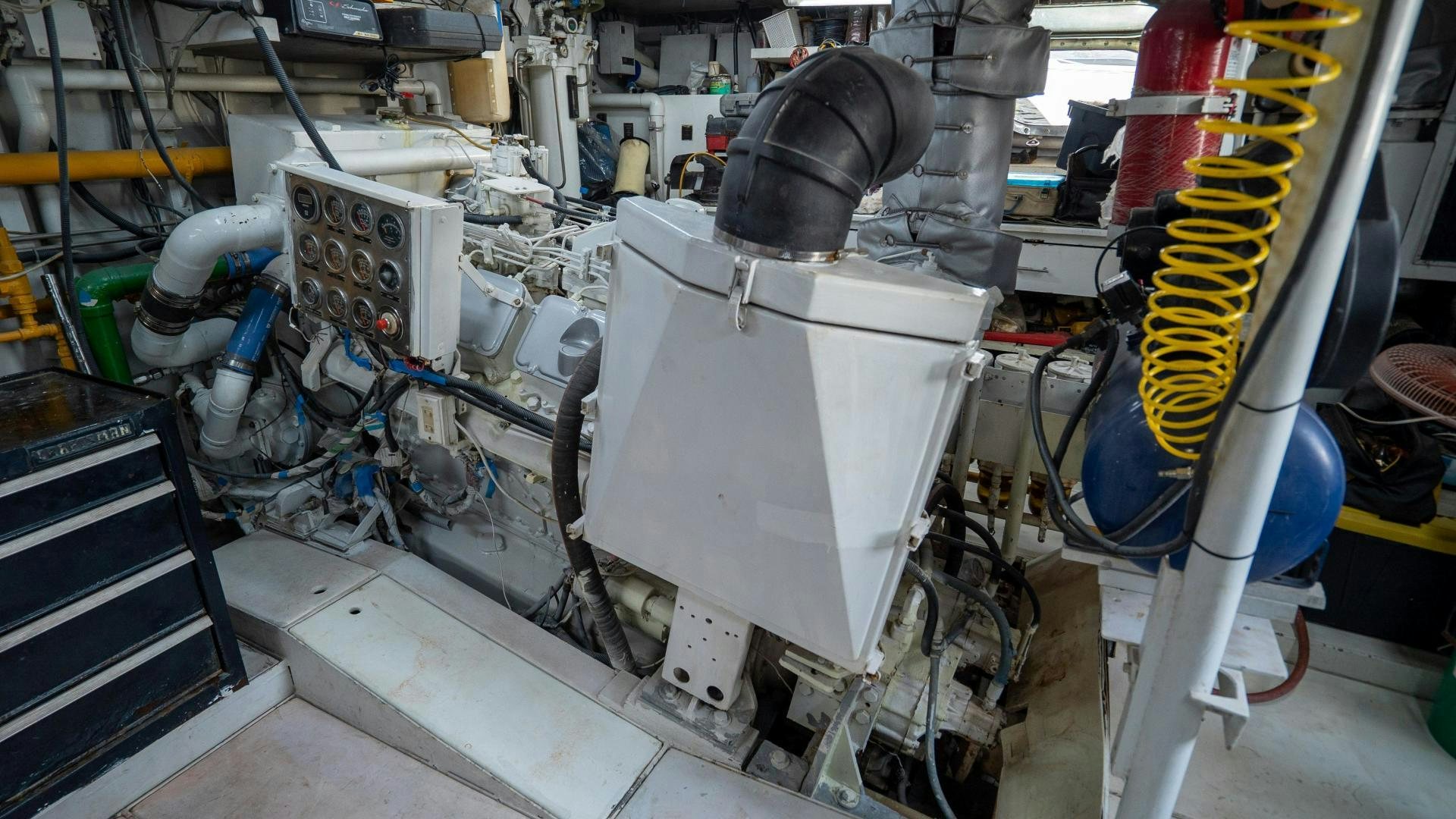 a machine with a large metal cylinder aboard MARAZUL Yacht for Sale
