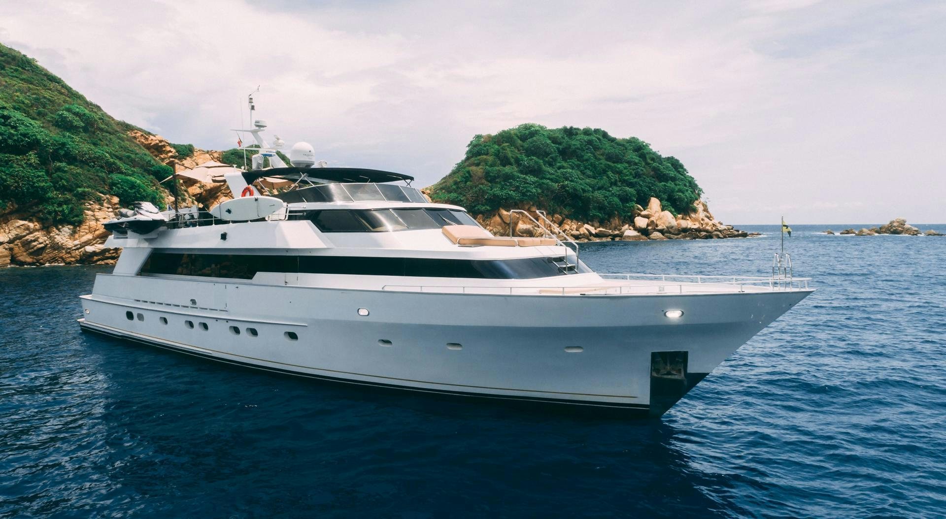 a white yacht on the water aboard MARAZUL Yacht for Sale