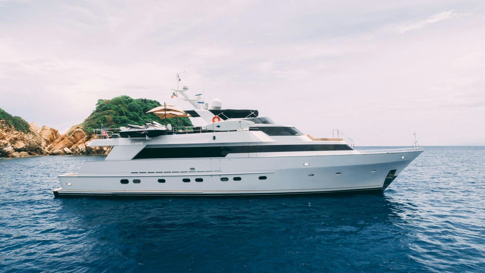 a white yacht on the water aboard MARAZUL Yacht for Sale