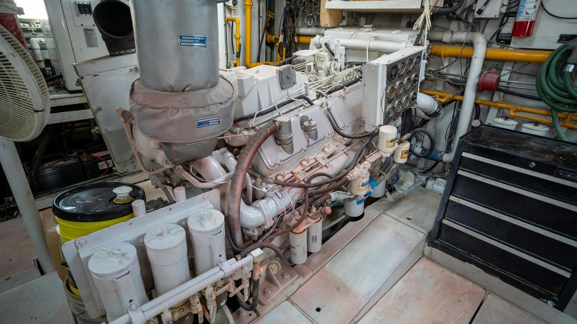 a room with machinery aboard MARAZUL Yacht for Sale