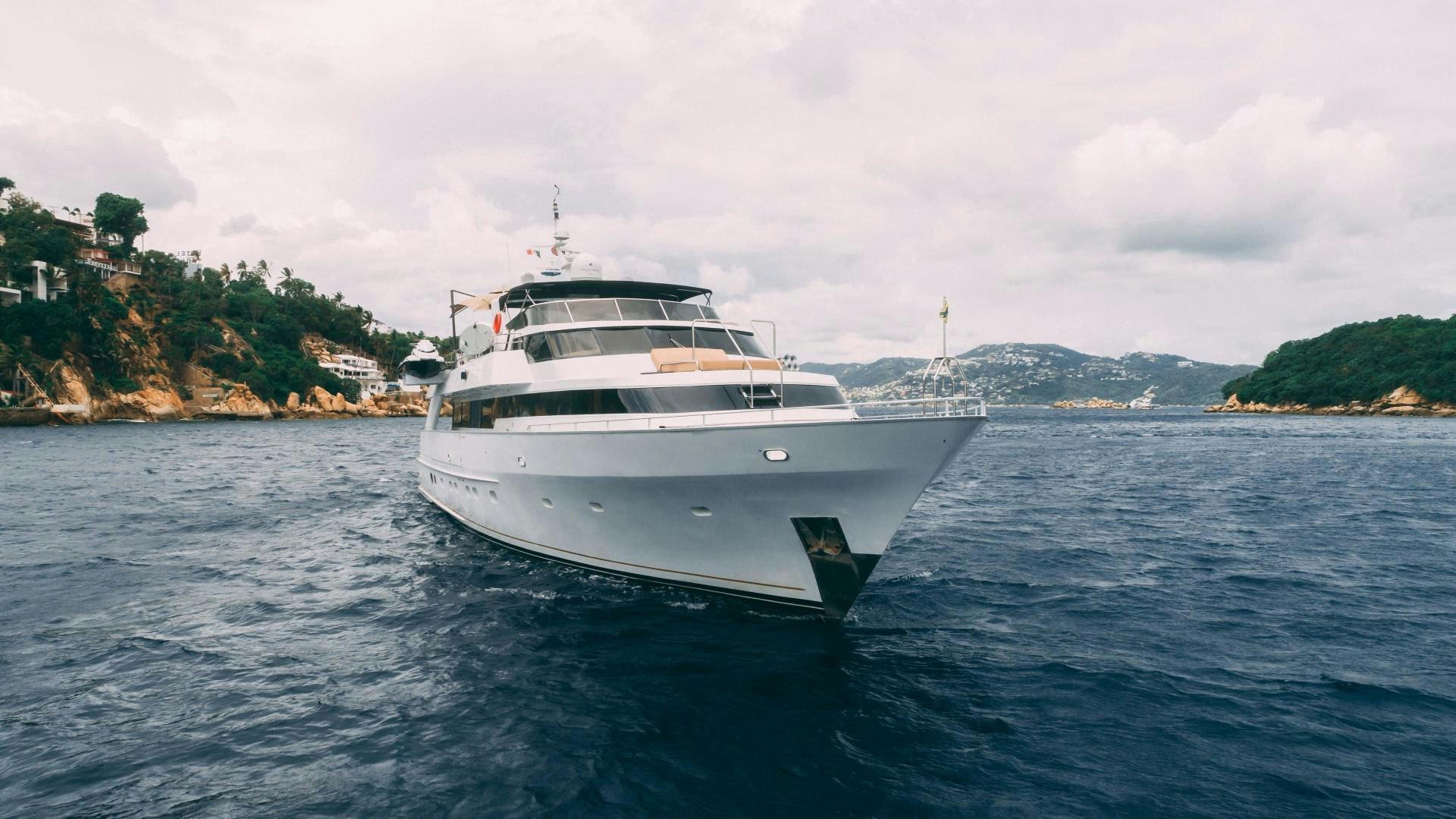 a white yacht in the water aboard MARAZUL Yacht for Sale