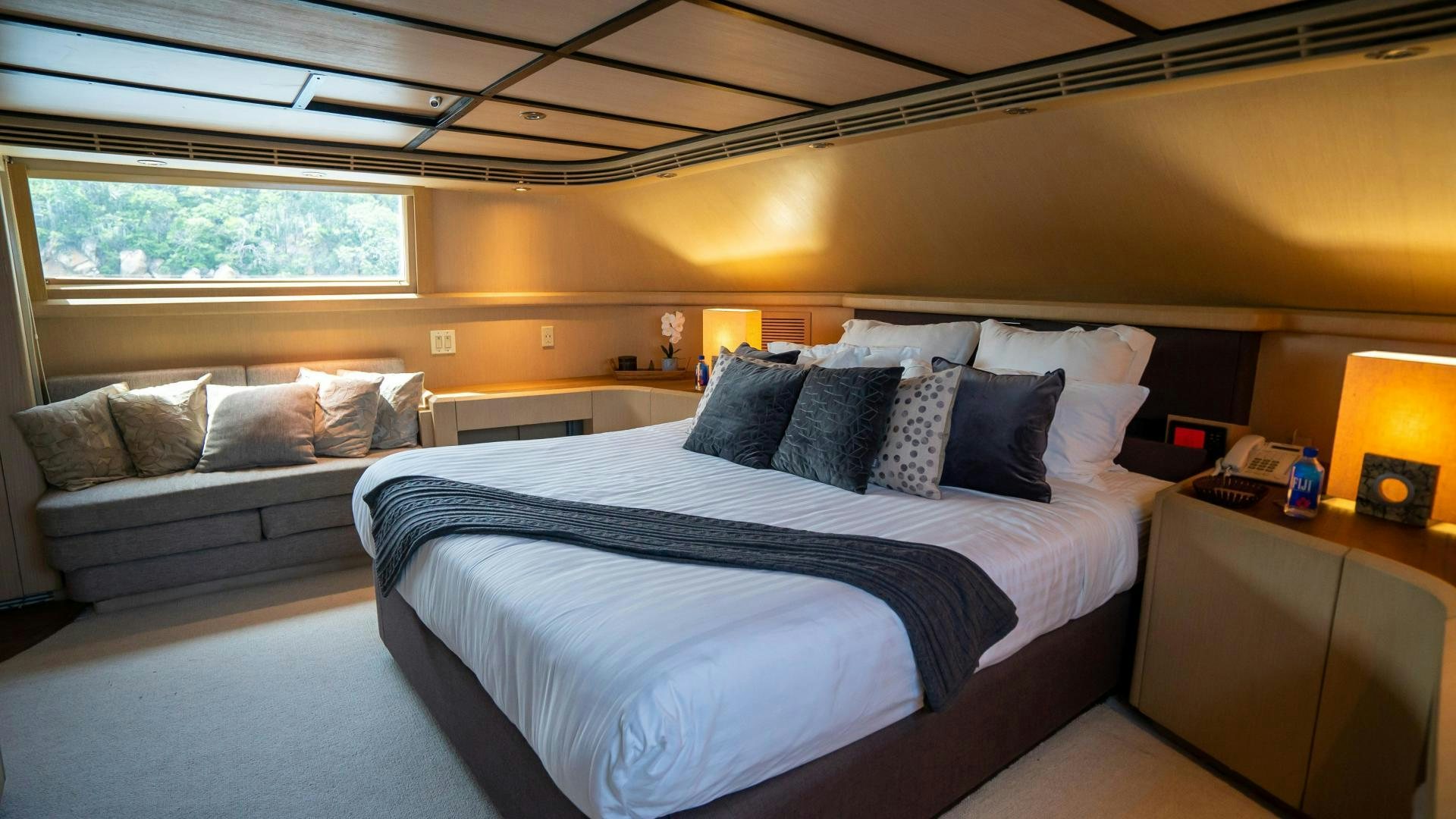 a room with two beds aboard MARAZUL Yacht for Sale