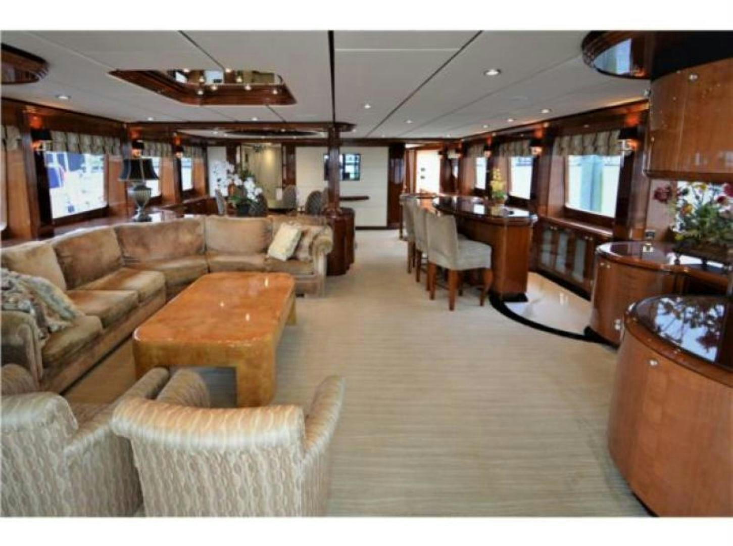 a living room with a piano aboard MY DESTINY Yacht for Sale