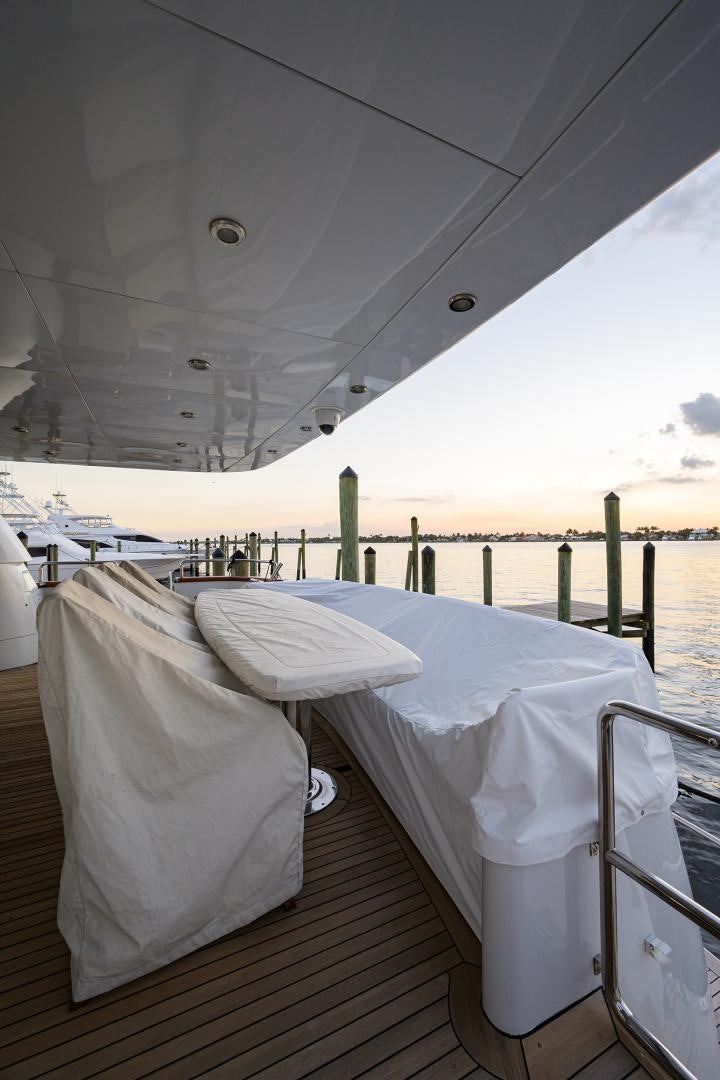 a white tent on a deck aboard MY DESTINY Yacht for Sale