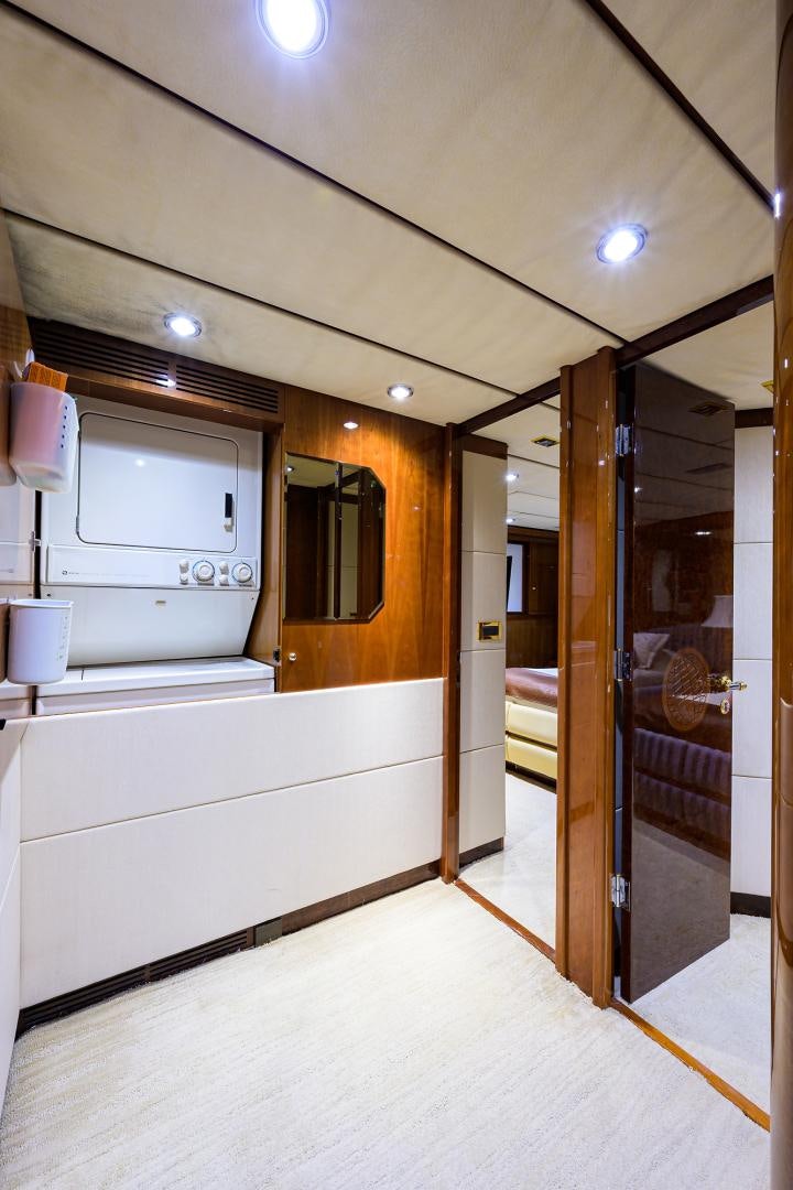 a bathroom with a glass shower aboard MY DESTINY Yacht for Sale