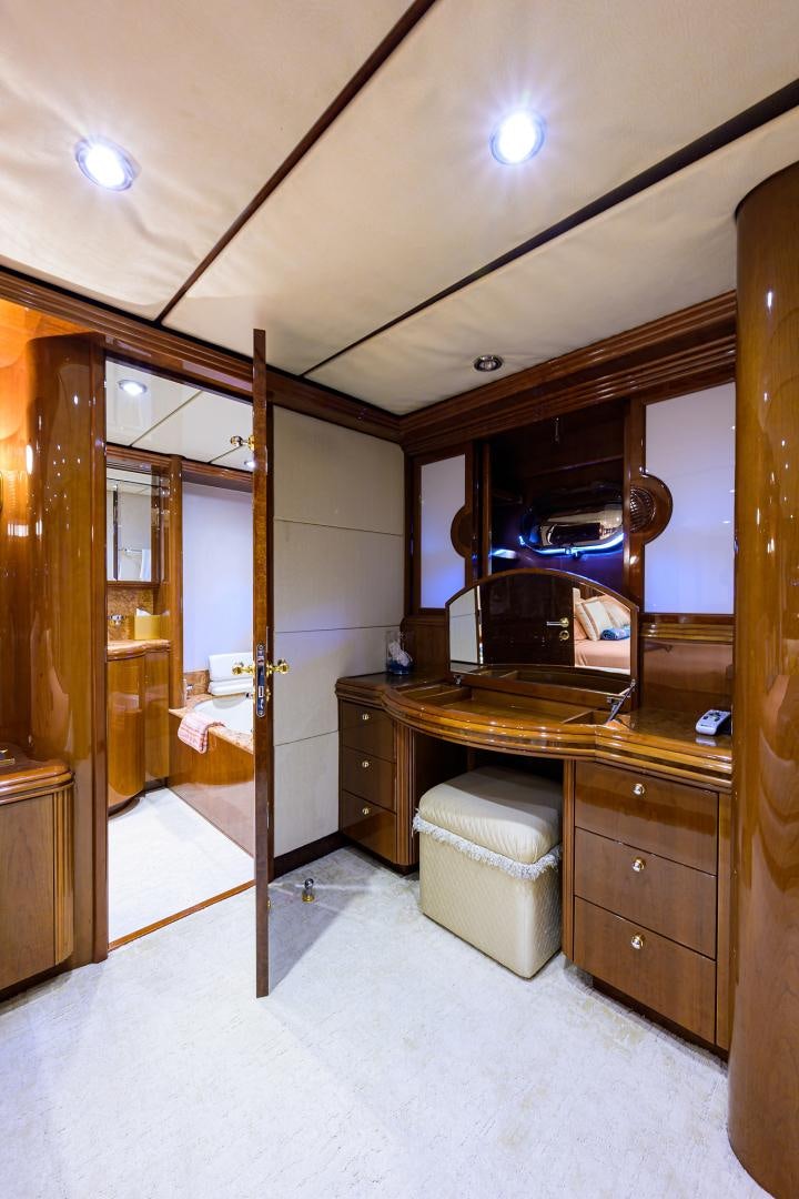 a bathroom with a sink and a mirror aboard MY DESTINY Yacht for Sale