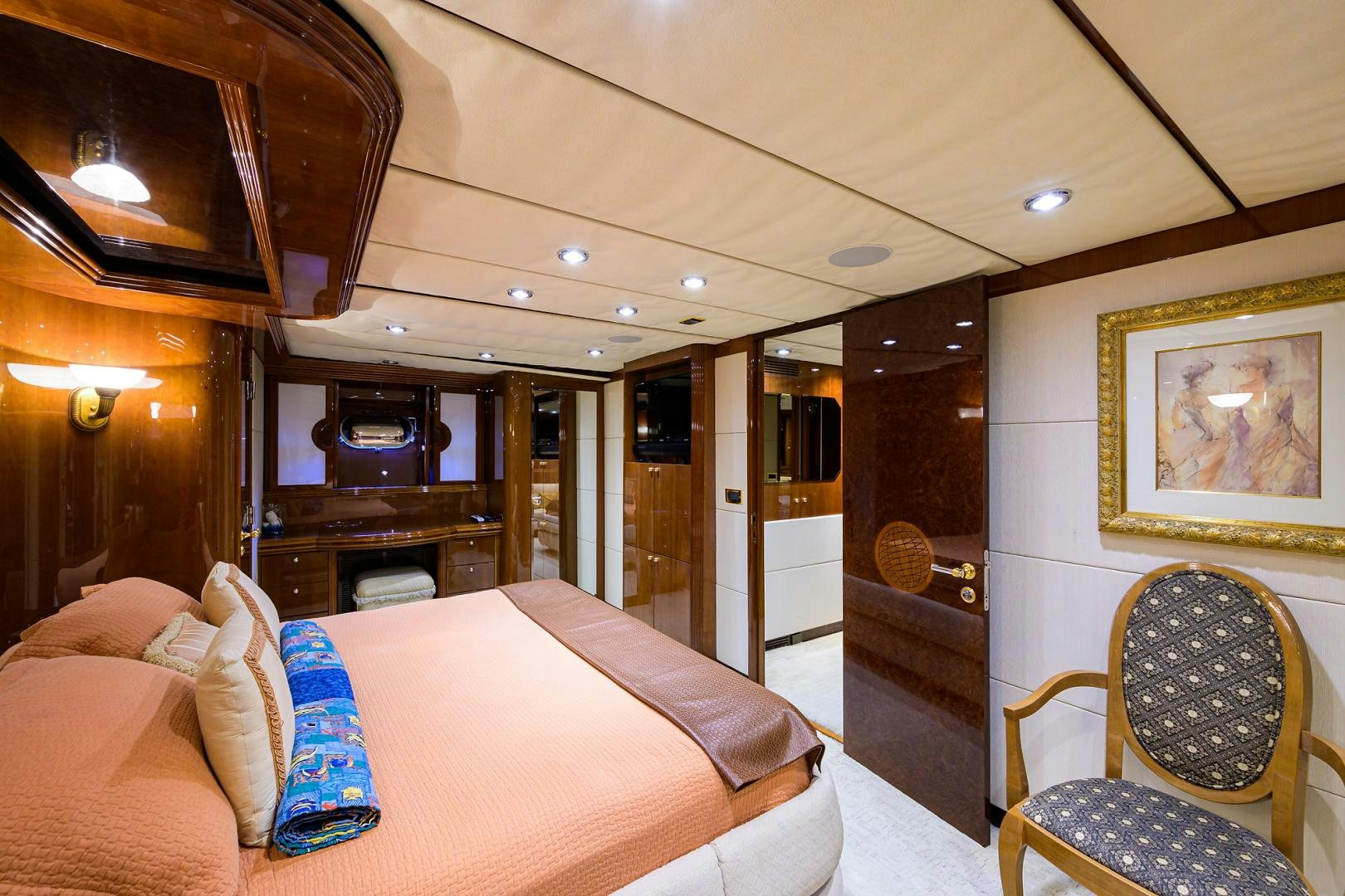 a bed in a room aboard MY DESTINY Yacht for Sale