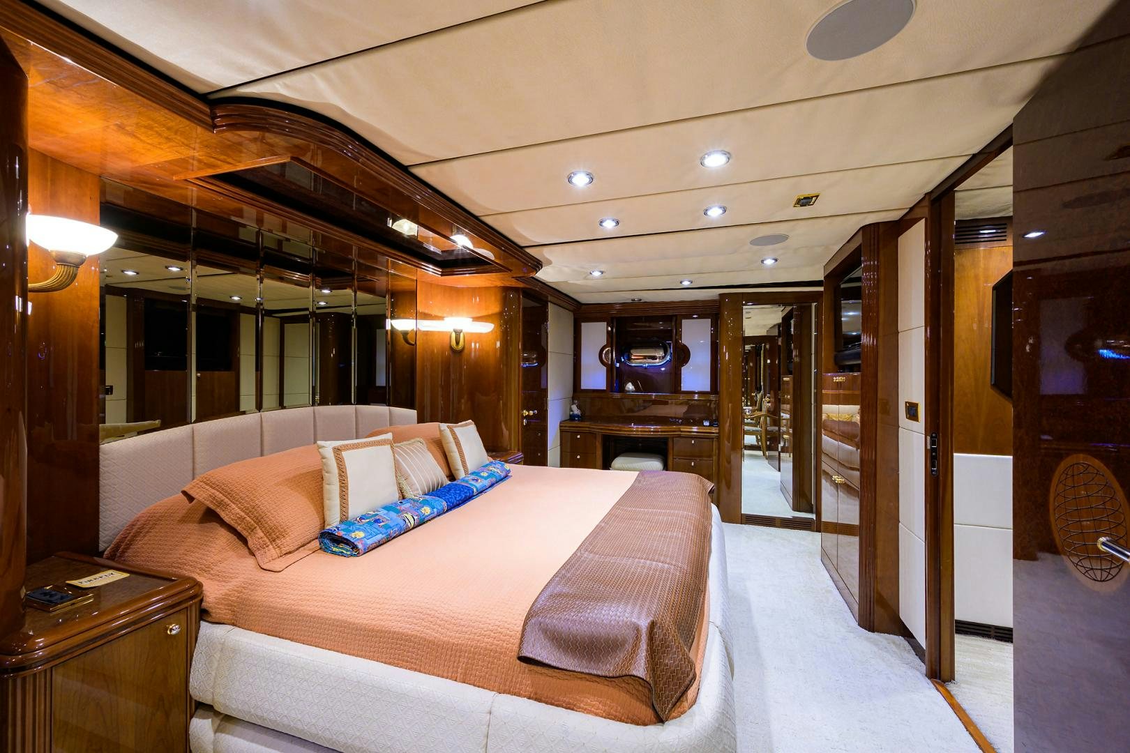 a bed in a hotel room aboard MY DESTINY Yacht for Sale