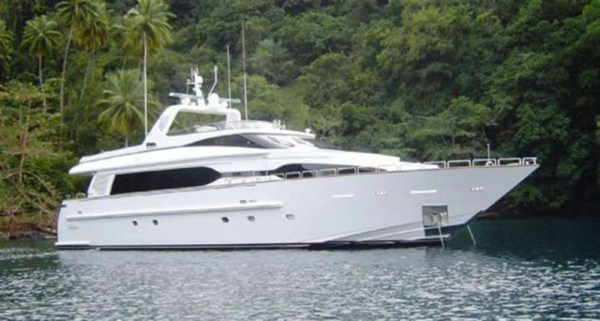 a white yacht on the water aboard MY DESTINY Yacht for Sale