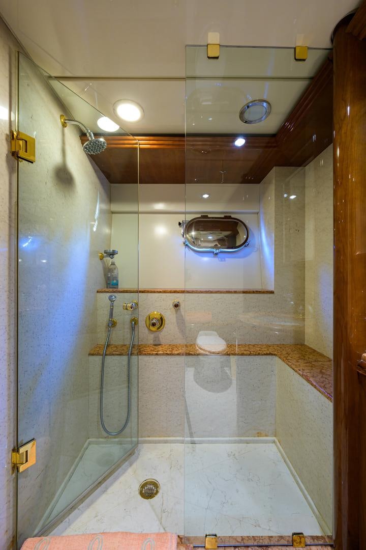 a shower with a glass door aboard MY DESTINY Yacht for Sale