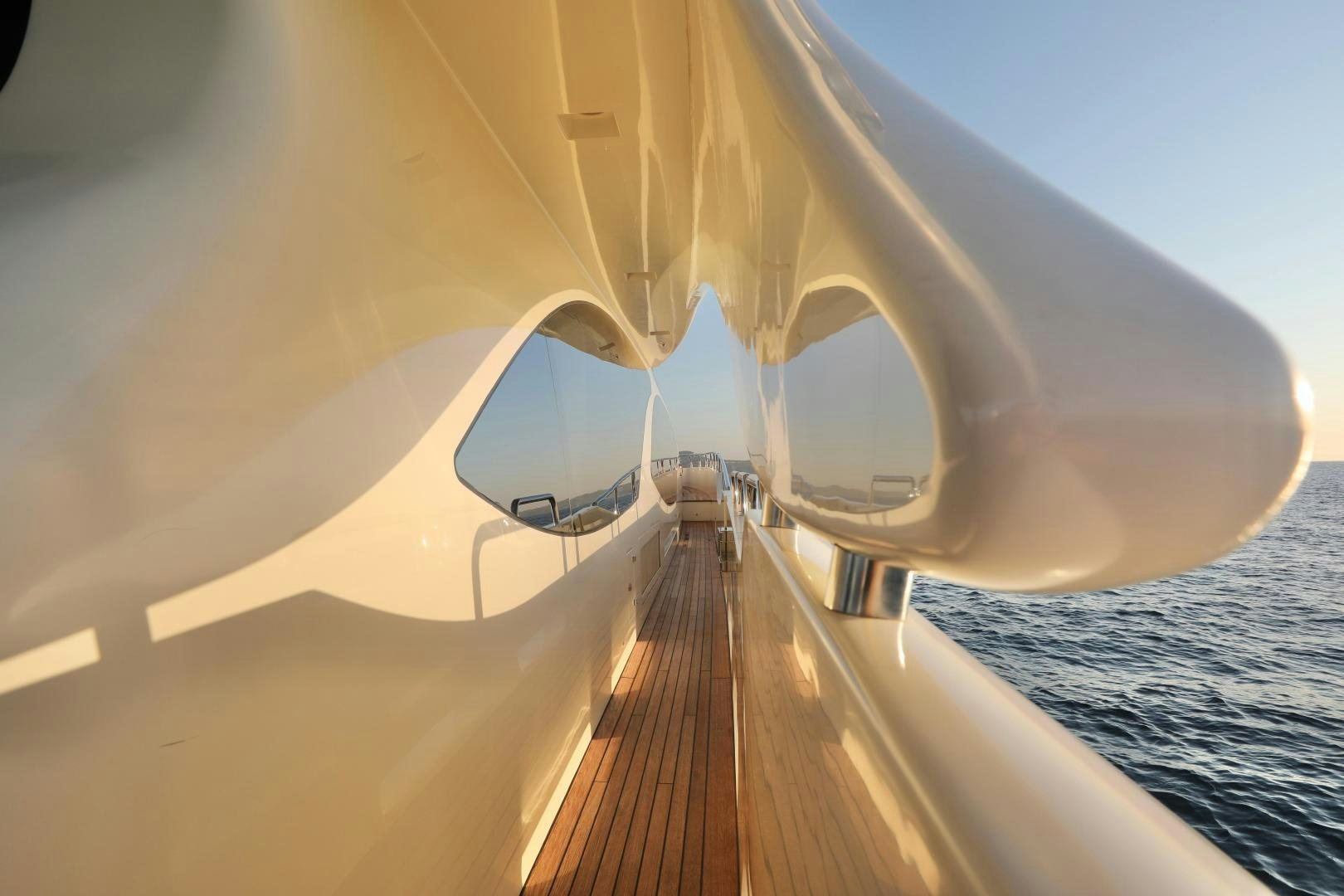 a white building with a round window aboard ANDREIKA Yacht for Sale