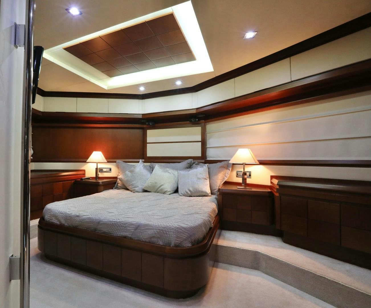 a bed in a room aboard ANDREIKA Yacht for Sale