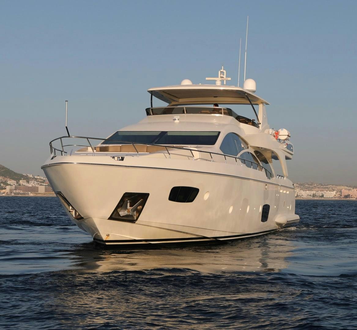 a white yacht in the water aboard ANDREIKA Yacht for Sale
