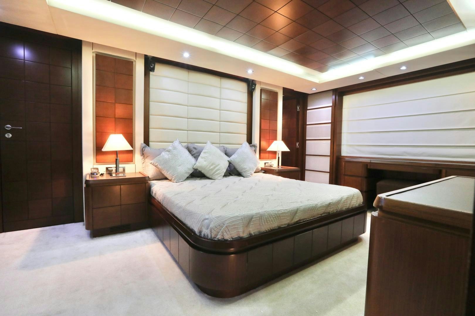 a bed in a room aboard ANDREIKA Yacht for Sale