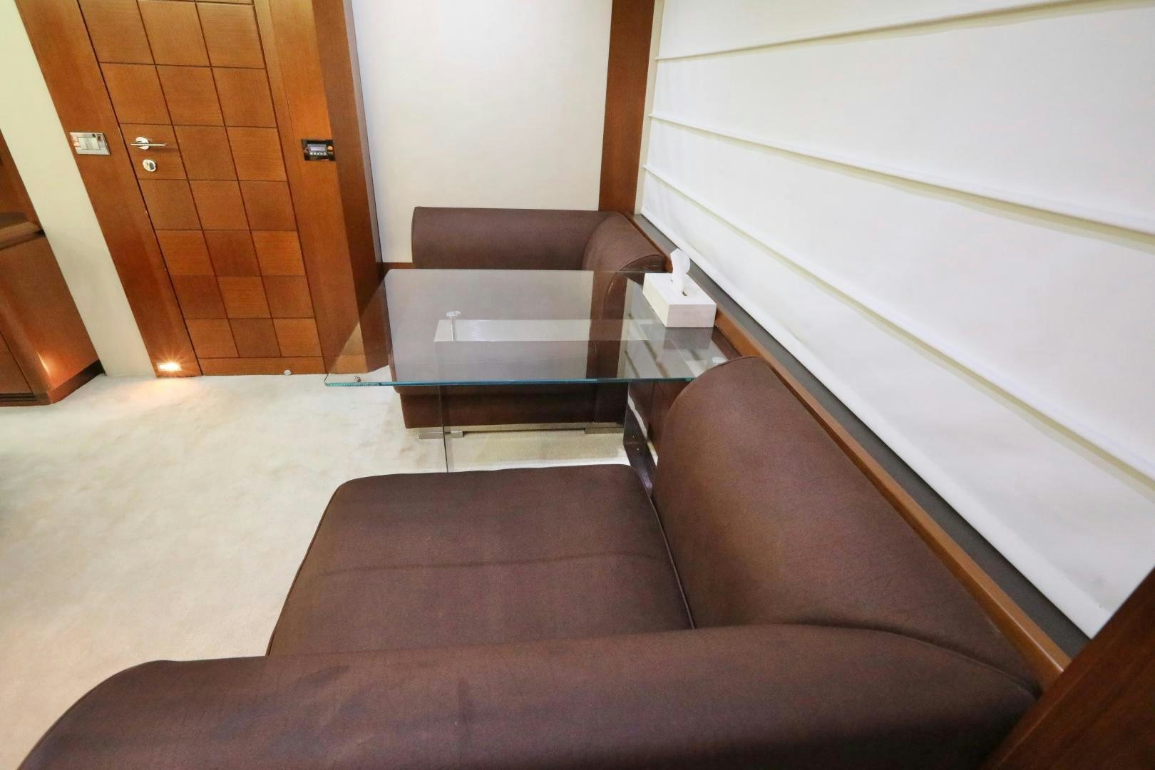 a couch in a room aboard ANDREIKA Yacht for Sale