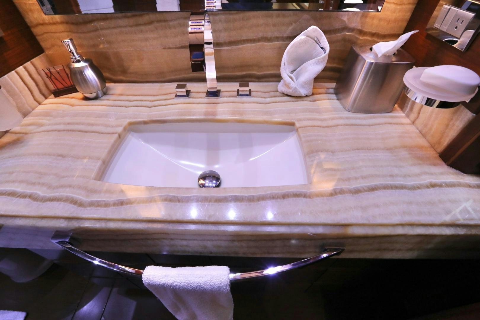 a sink with a towel and a towel on it aboard ANDREIKA Yacht for Sale
