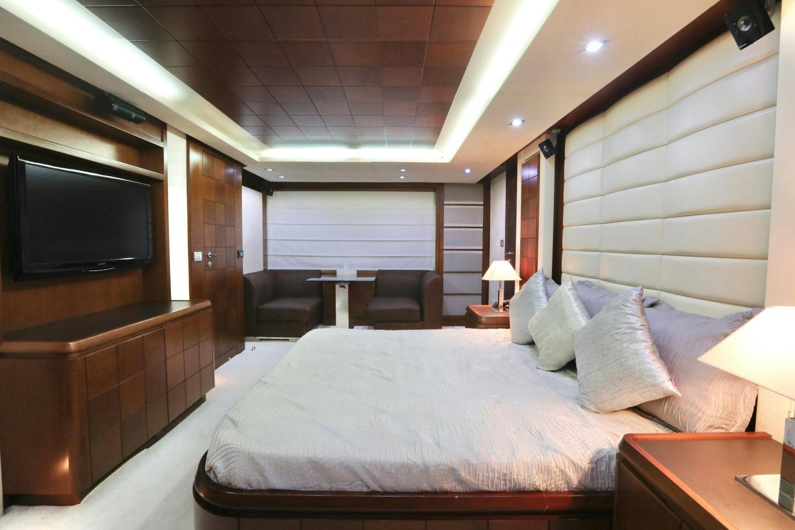 a bed in a hotel room aboard ANDREIKA Yacht for Sale
