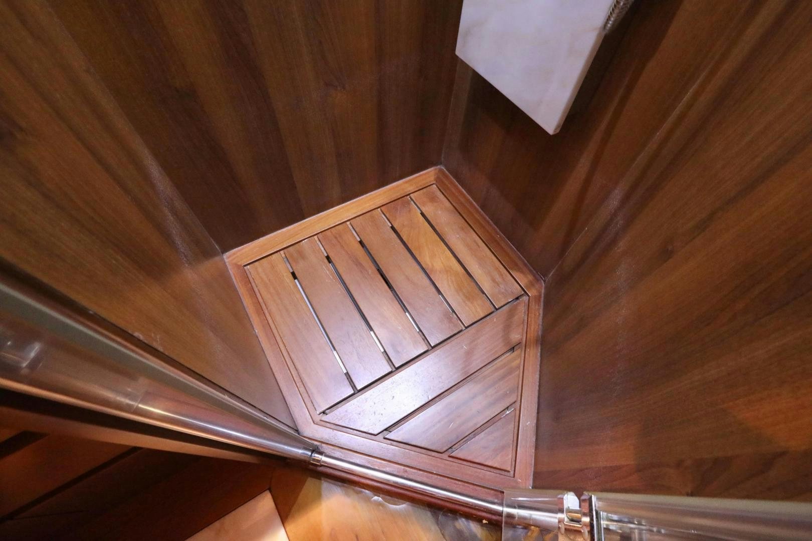 a wooden shelf with a white towel aboard ANDREIKA Yacht for Sale