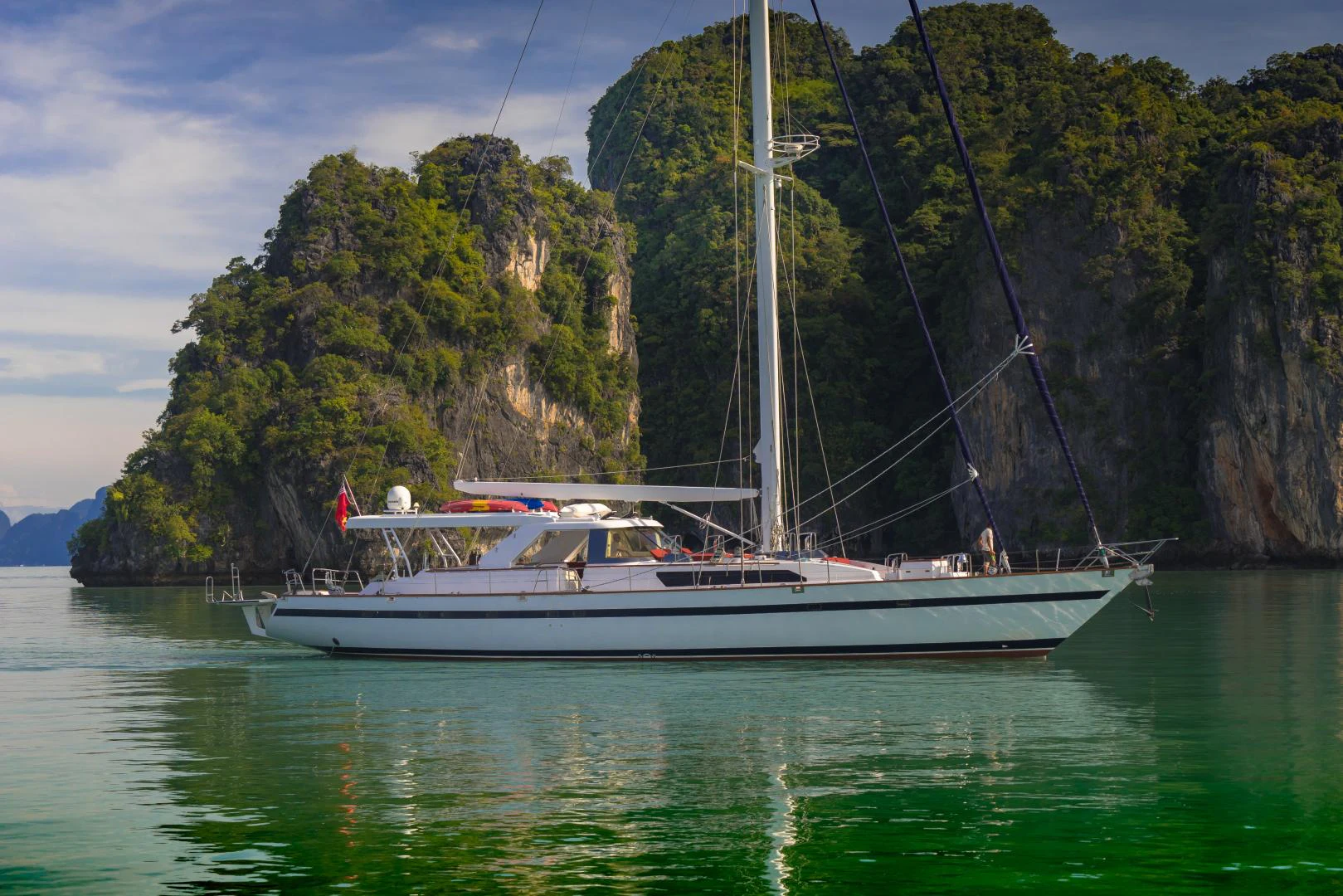 a sailboat on the water aboard TARONGA Yacht for Sale
