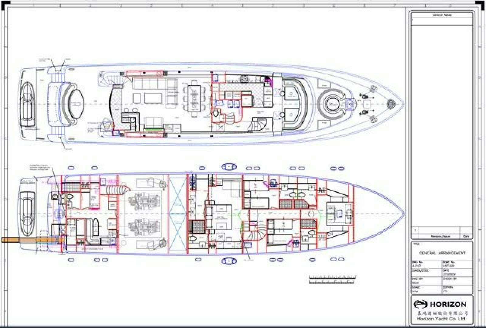 diagram, engineering drawing aboard ENCORE Yacht for Sale