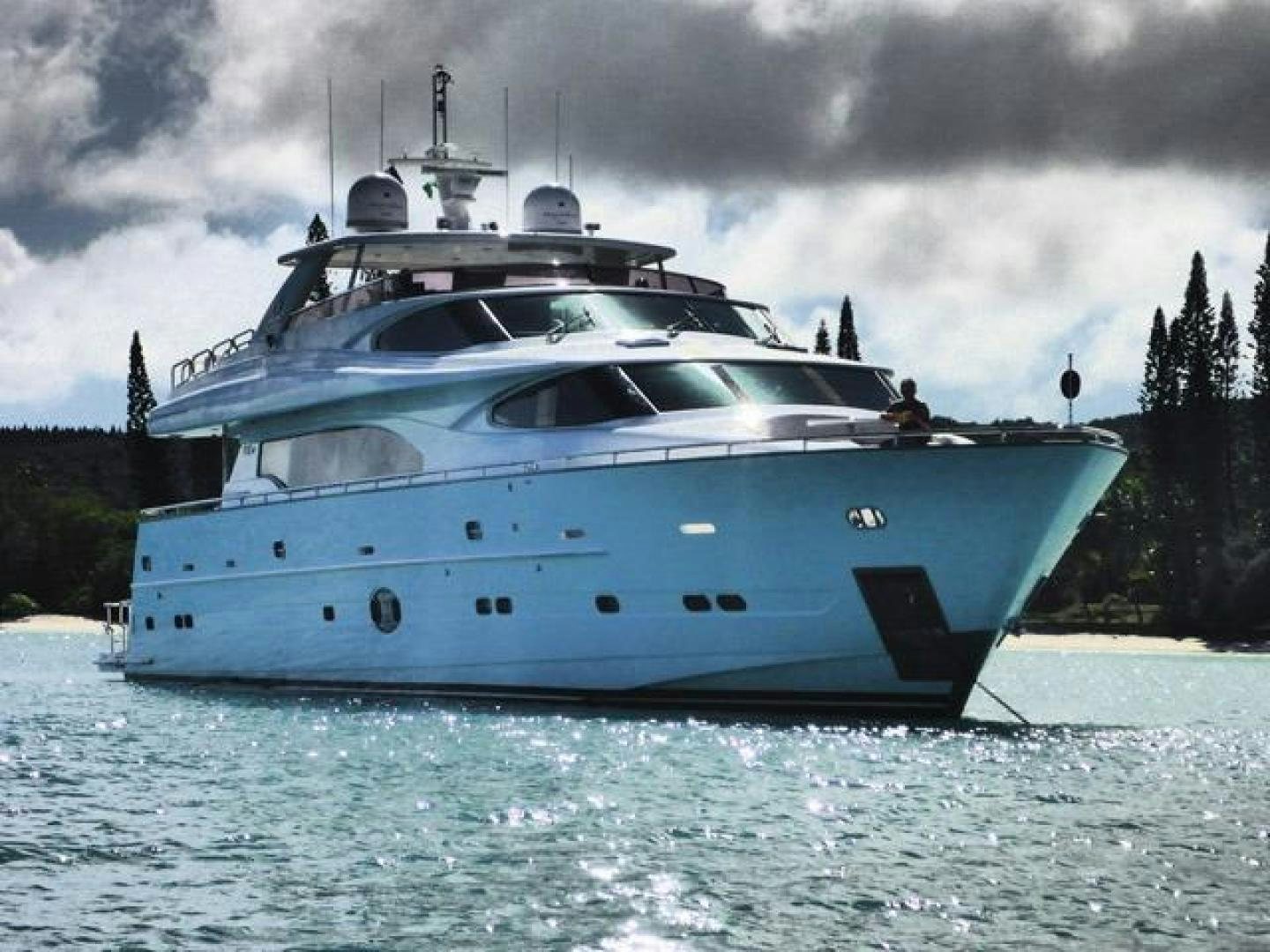 a large white yacht aboard ENCORE Yacht for Sale