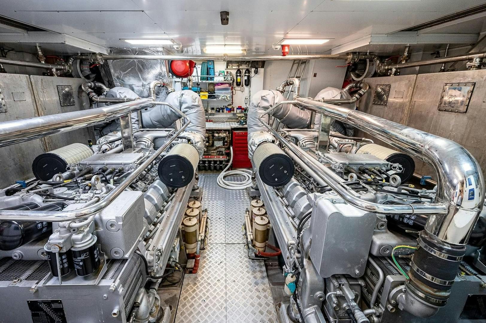 a large machine inside a room aboard ATALI Yacht for Sale