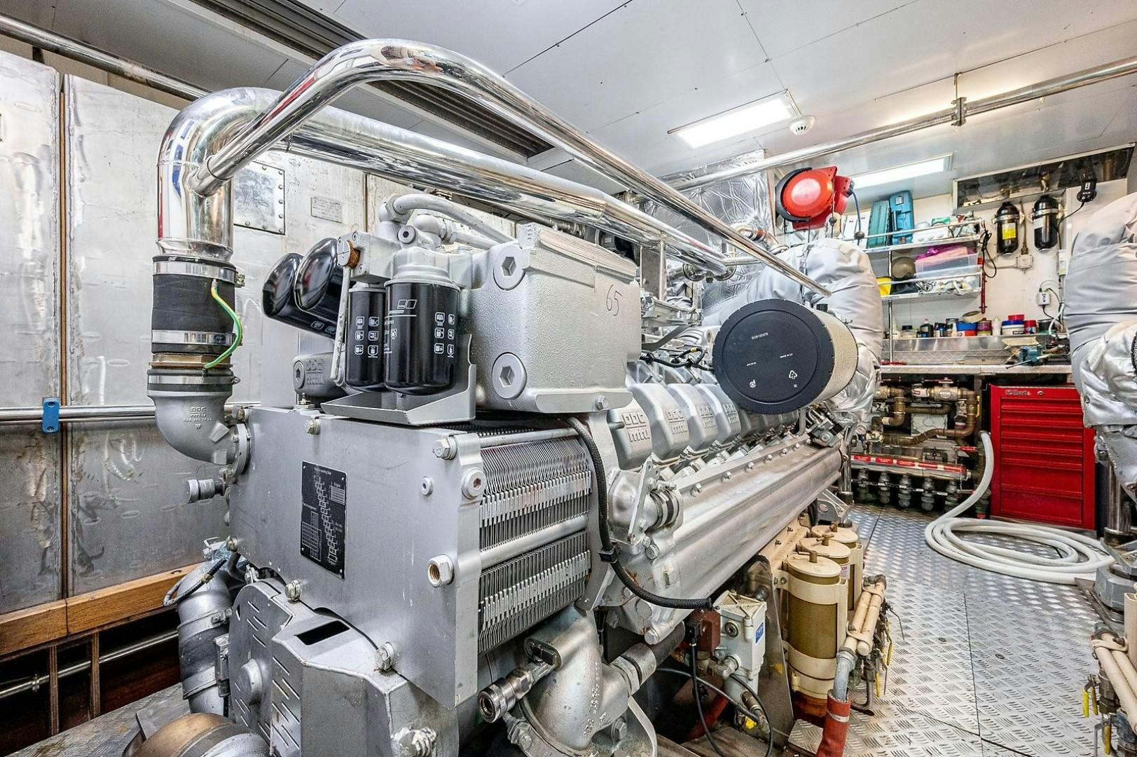 a machine in a room aboard ATALI Yacht for Sale