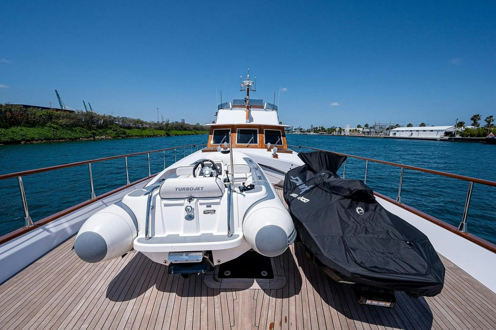a boat on a dock aboard ATALI Yacht for Sale