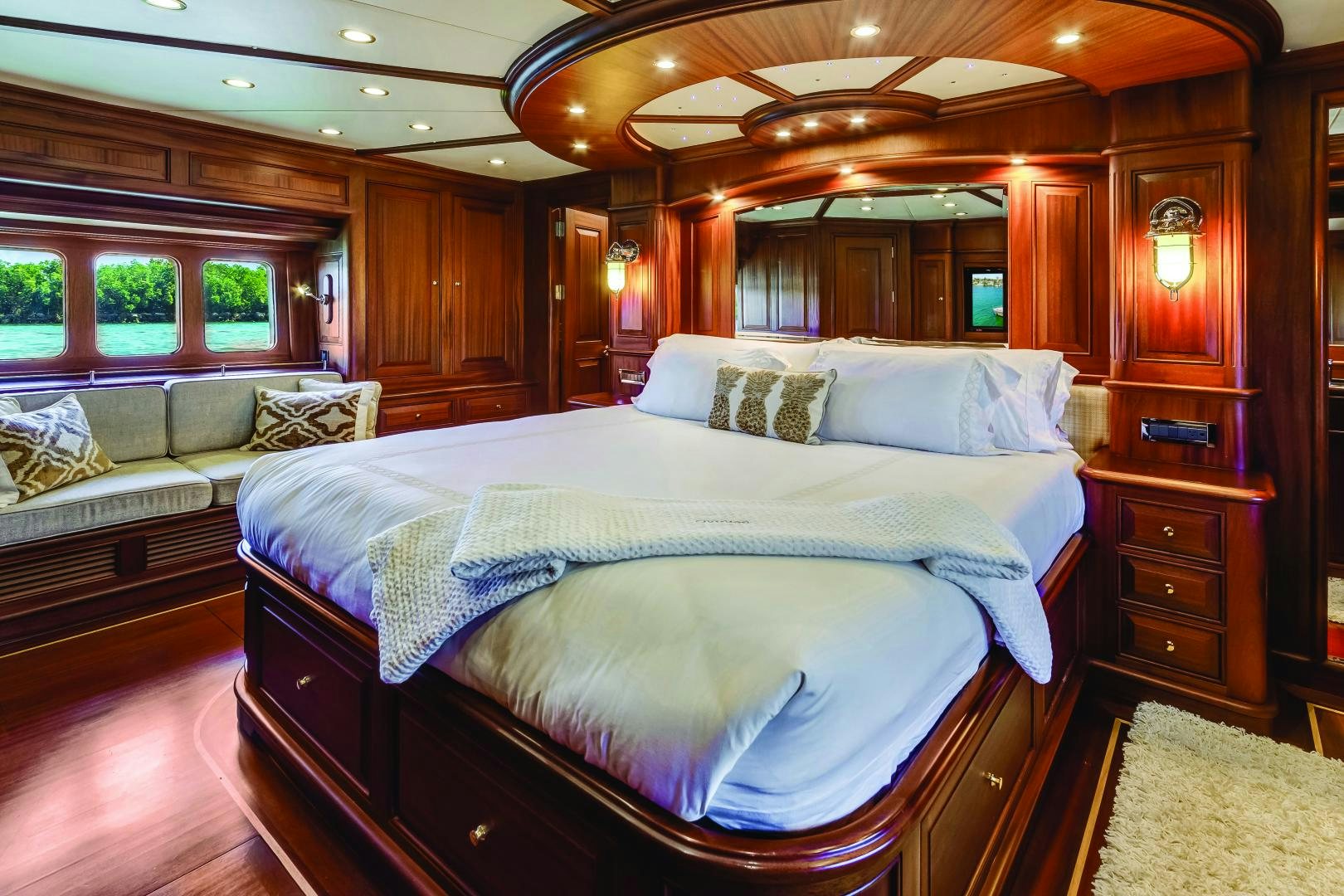 a couple of beds in a cabin aboard CHANSON II Yacht for Sale