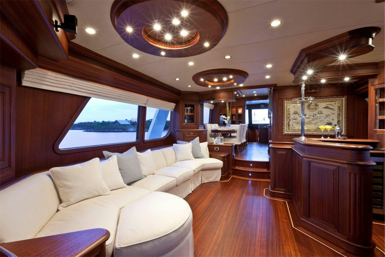 a large living room with a large window aboard NEW VICEM 97 CRUISER Yacht for Sale