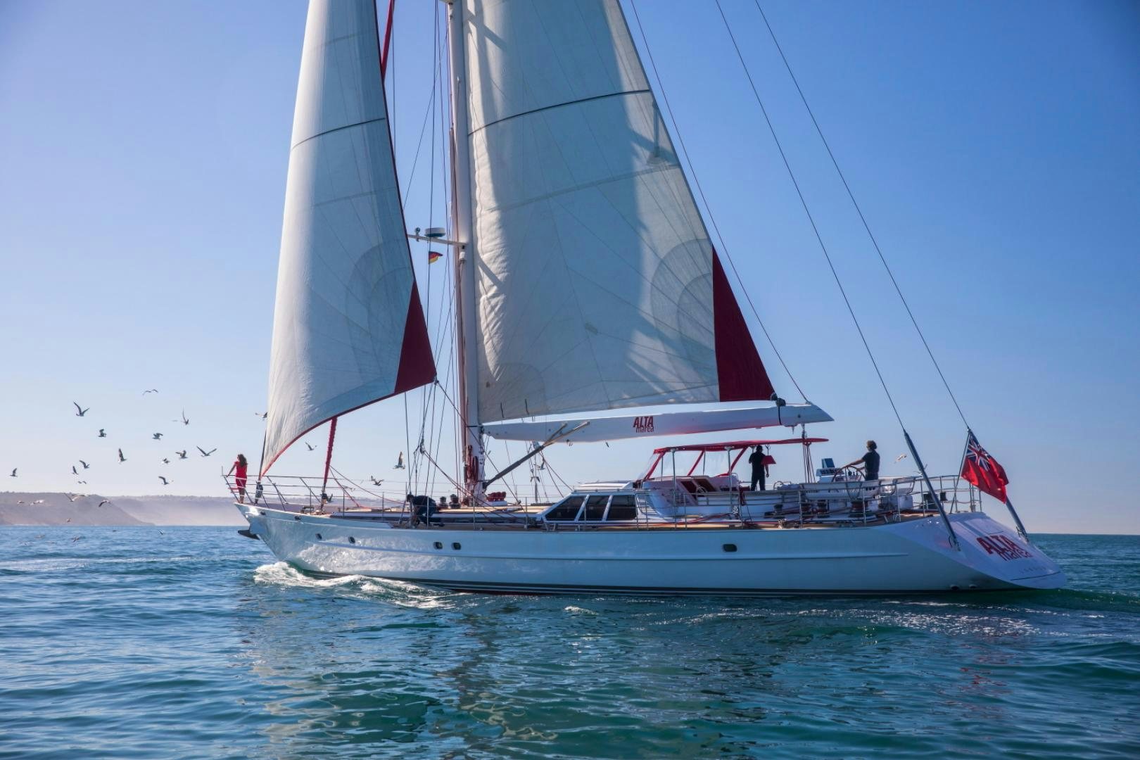 a boat sailing on the sea aboard ALTA MAREA Yacht for Sale