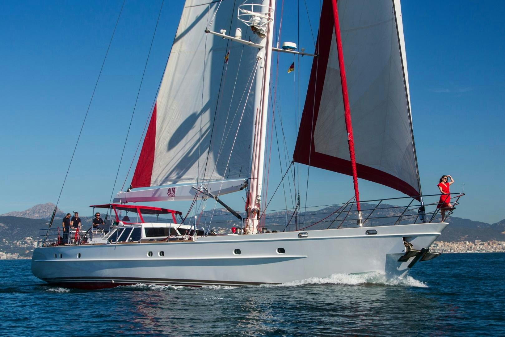 a sailboat with a red stripe aboard ALTA MAREA Yacht for Sale
