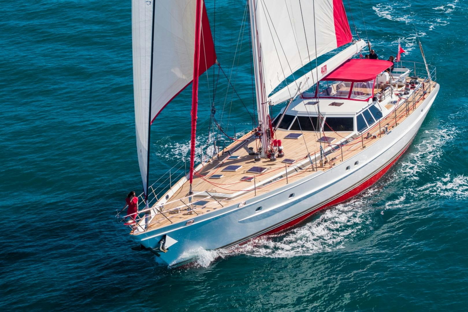 a large white boat in the water aboard ALTA MAREA Yacht for Sale