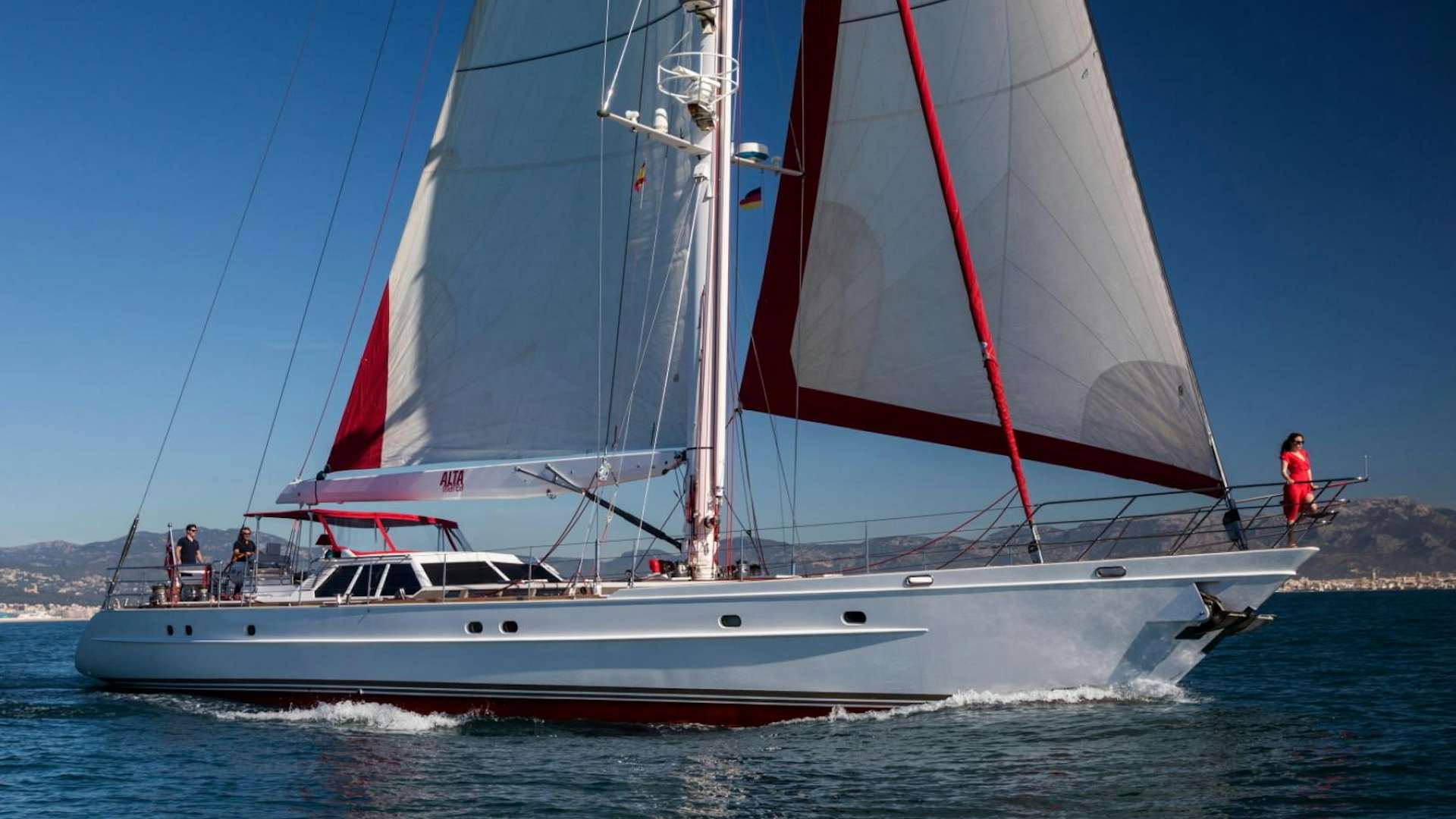 a sailboat on the water aboard Alta marea Yacht for Sale
