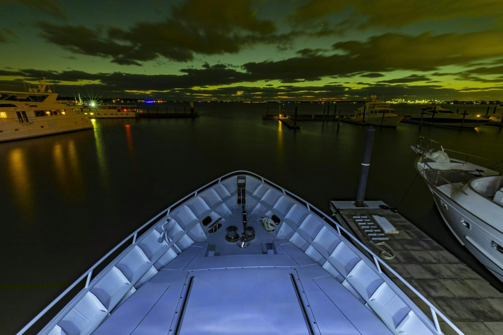 a large ship in the water aboard RESET Yacht for Sale