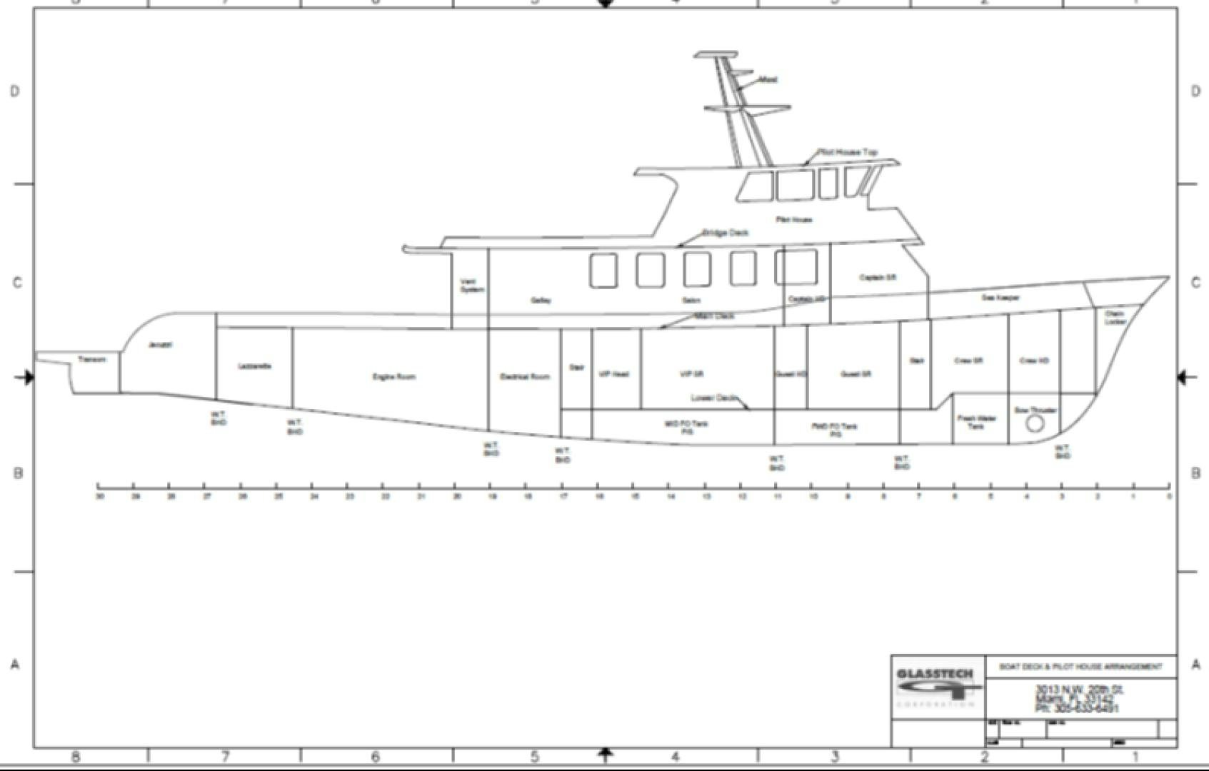 diagram, engineering drawing aboard RESET Yacht for Sale