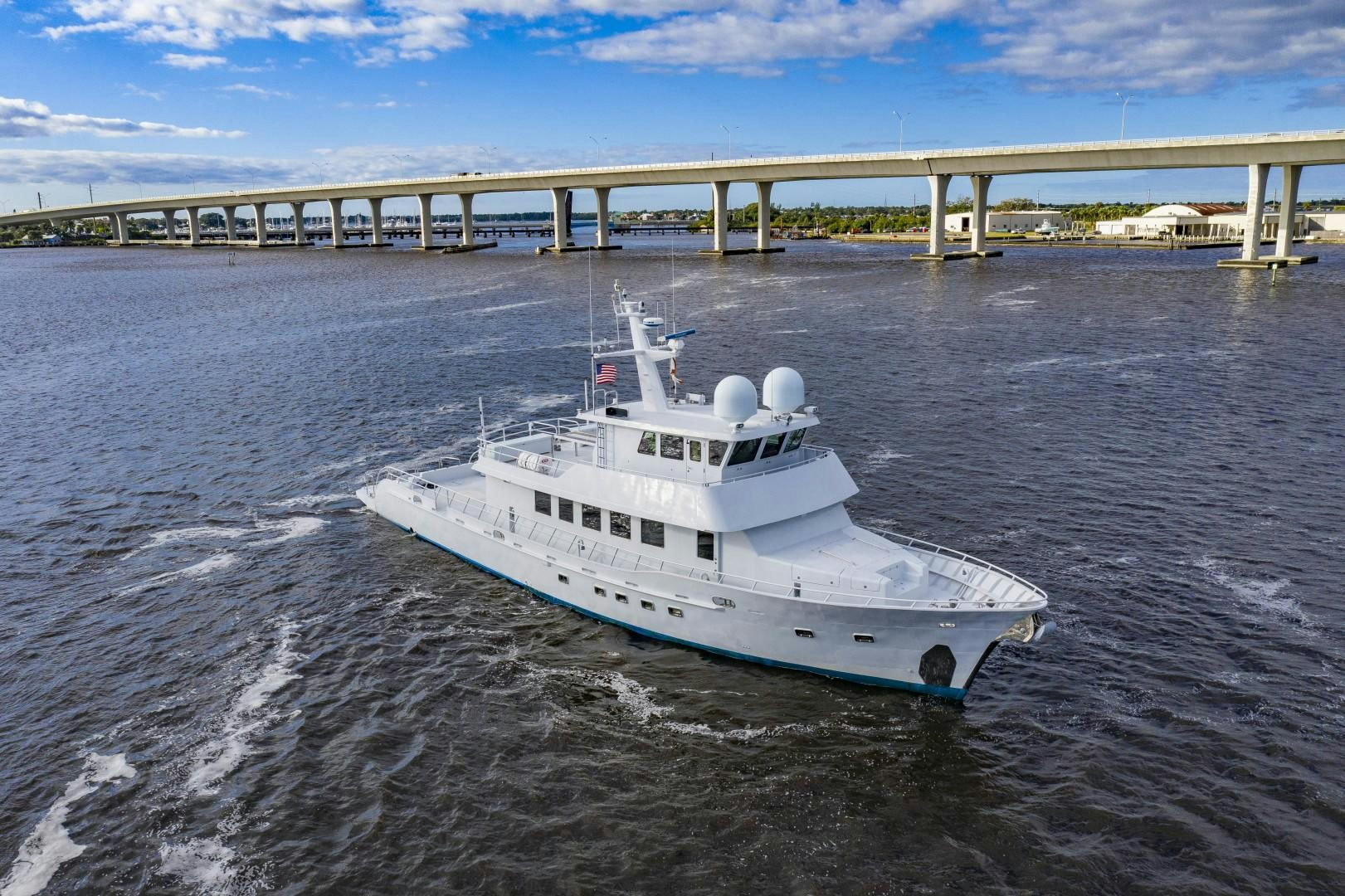 a boat sailing on the water aboard RESET Yacht for Sale