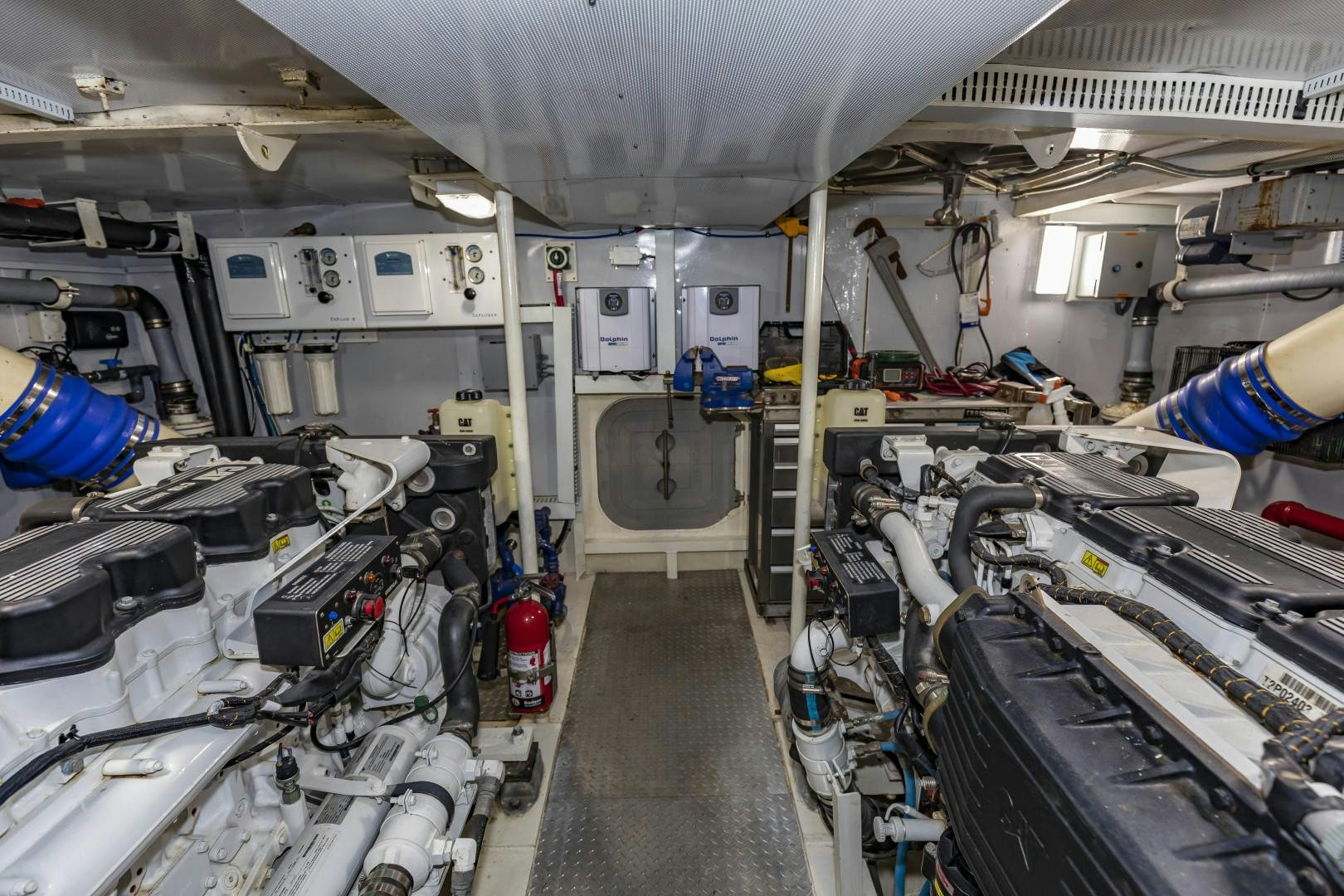 a room full of machinery aboard RESET Yacht for Sale