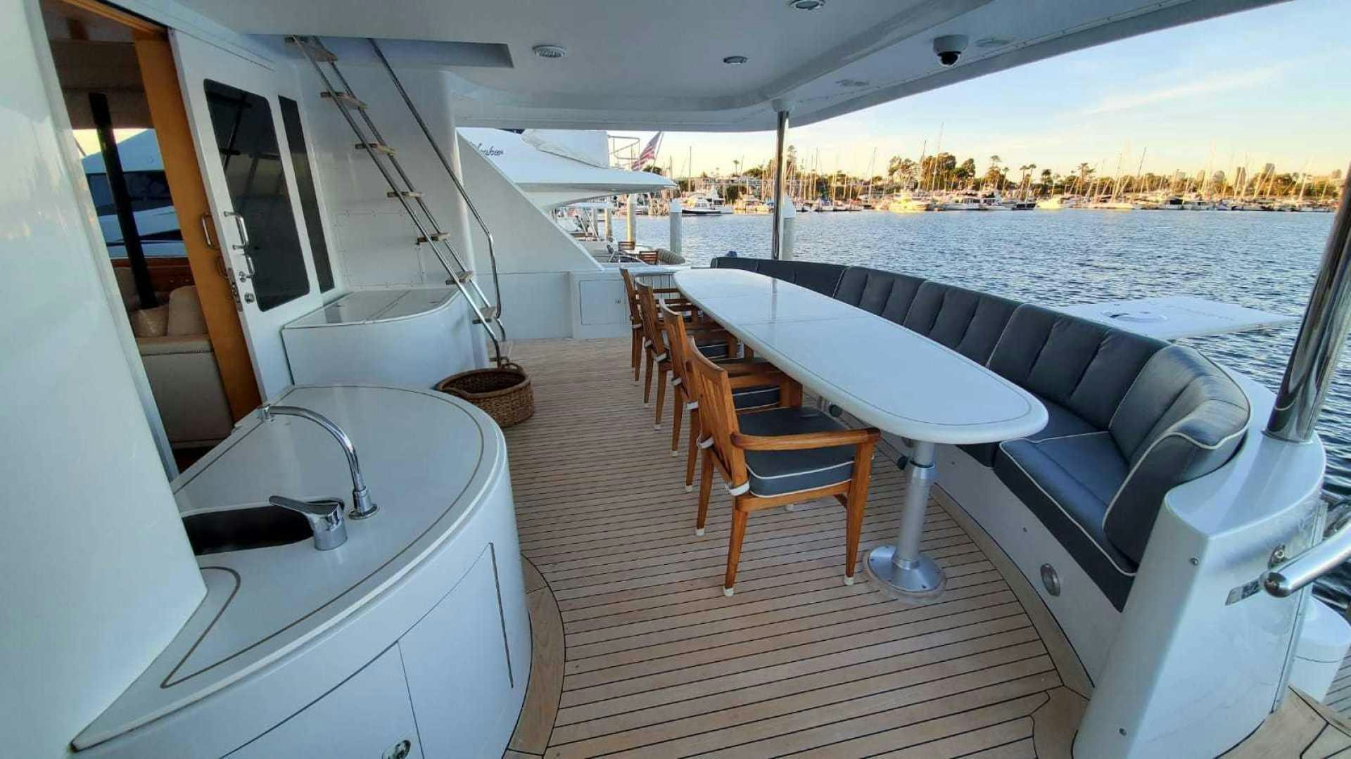 a boat on a water body aboard LA LA LAND Yacht for Sale