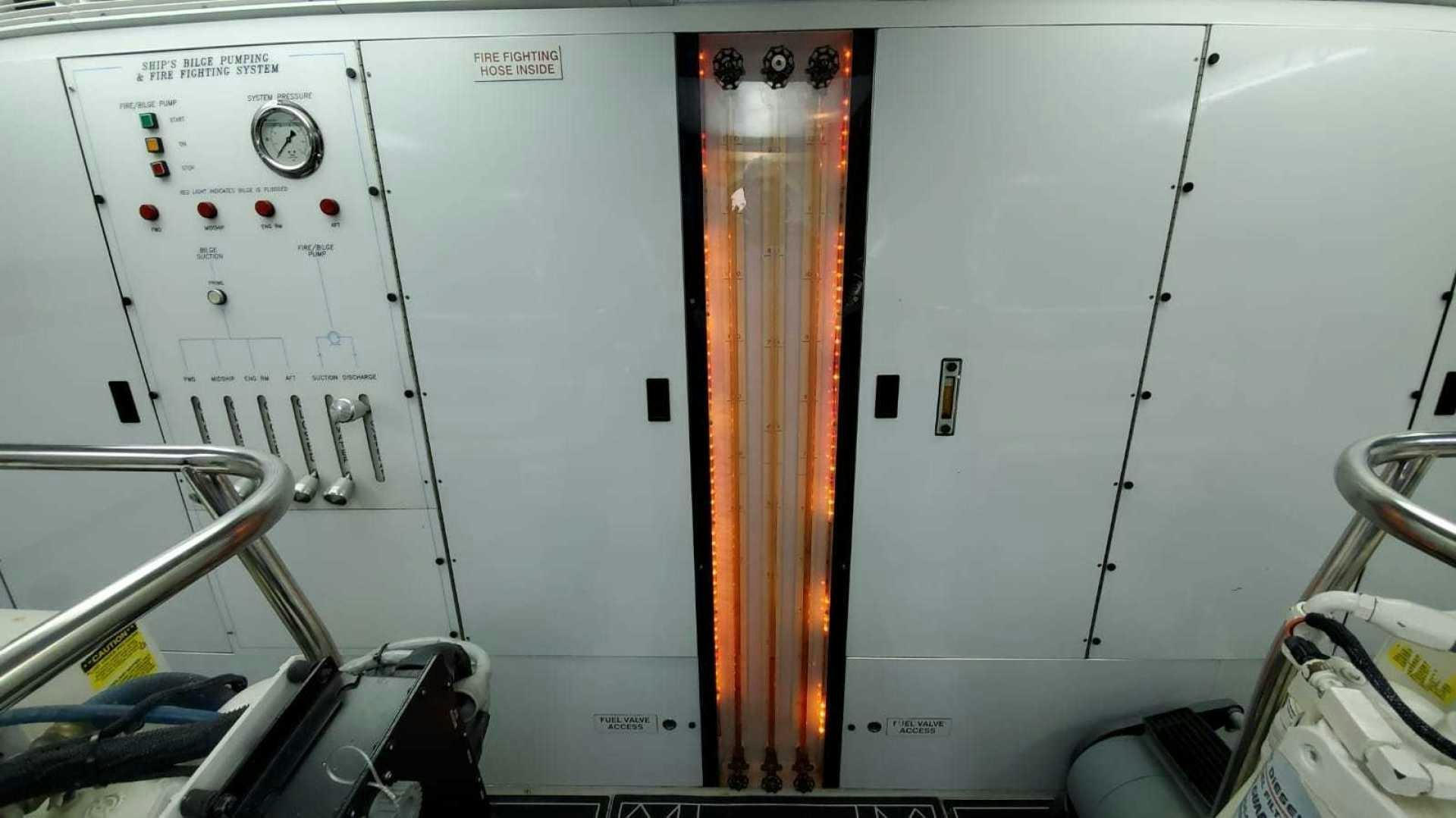 a machine with a large wooden handle aboard LA LA LAND Yacht for Sale