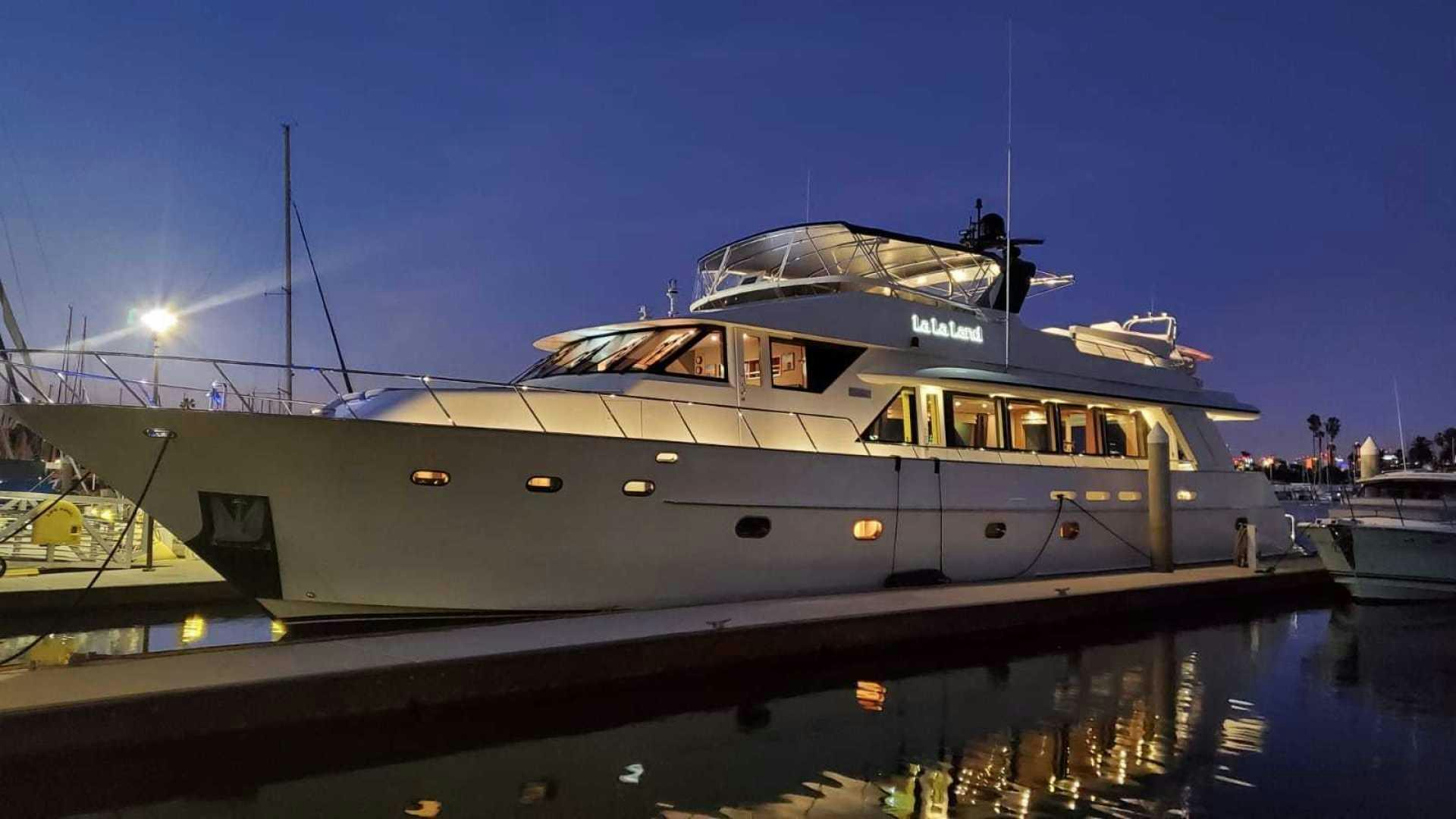 a large boat in the water aboard LA LA LAND Yacht for Sale
