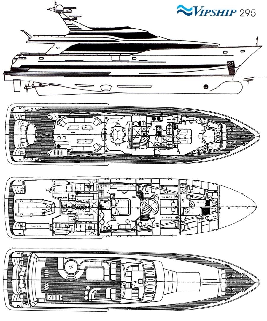 diagram, engineering drawing aboard LADY MOH Yacht for Sale
